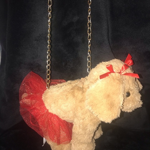 Toby Enterprise Purse Girls Plush Puppy With Red tutu Hand Bag toys stuff animal - Picture 4 of 7